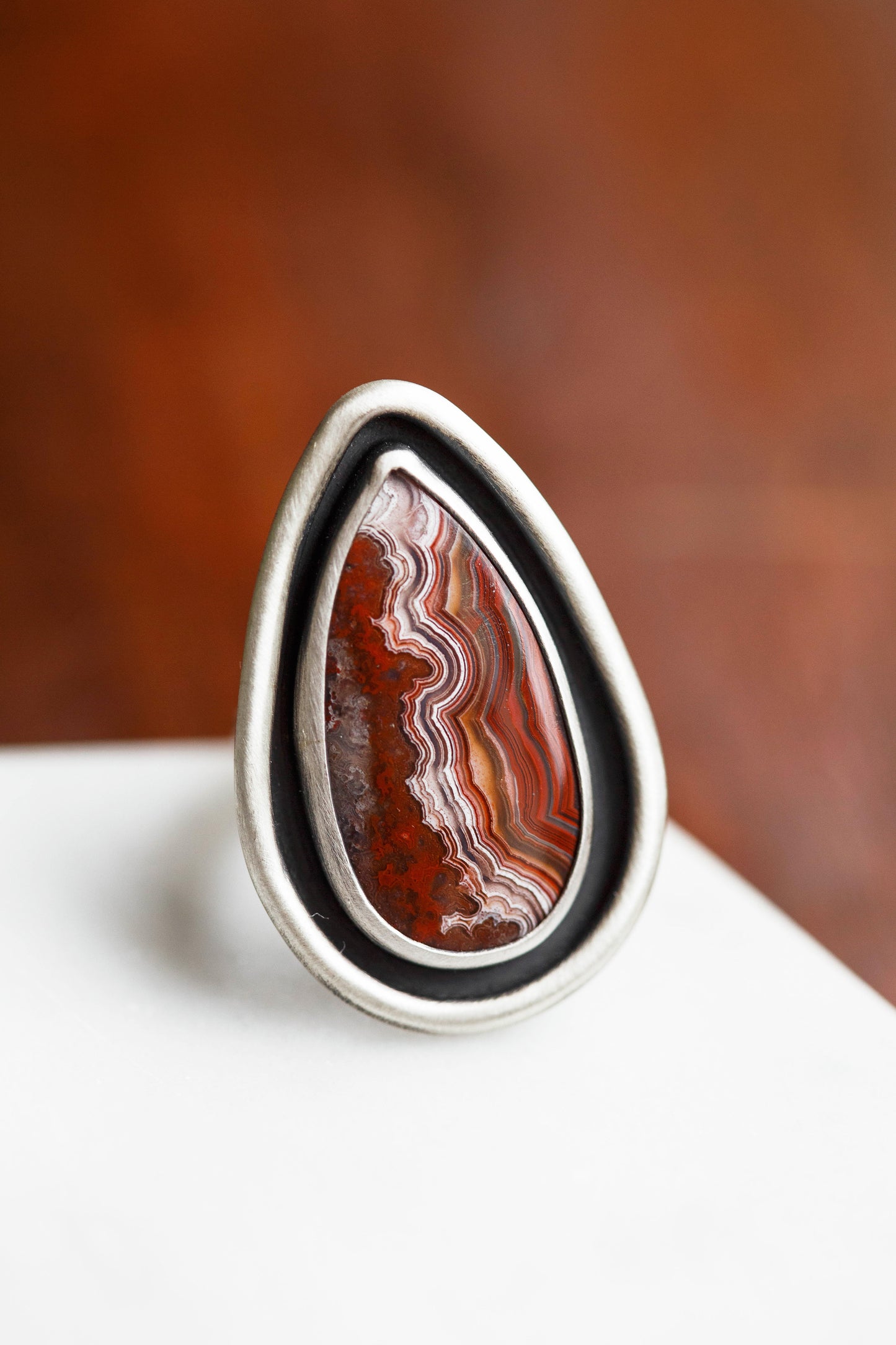 Size 7 | Tempered Ring, v. III | Hammered Rectangle Band | #3