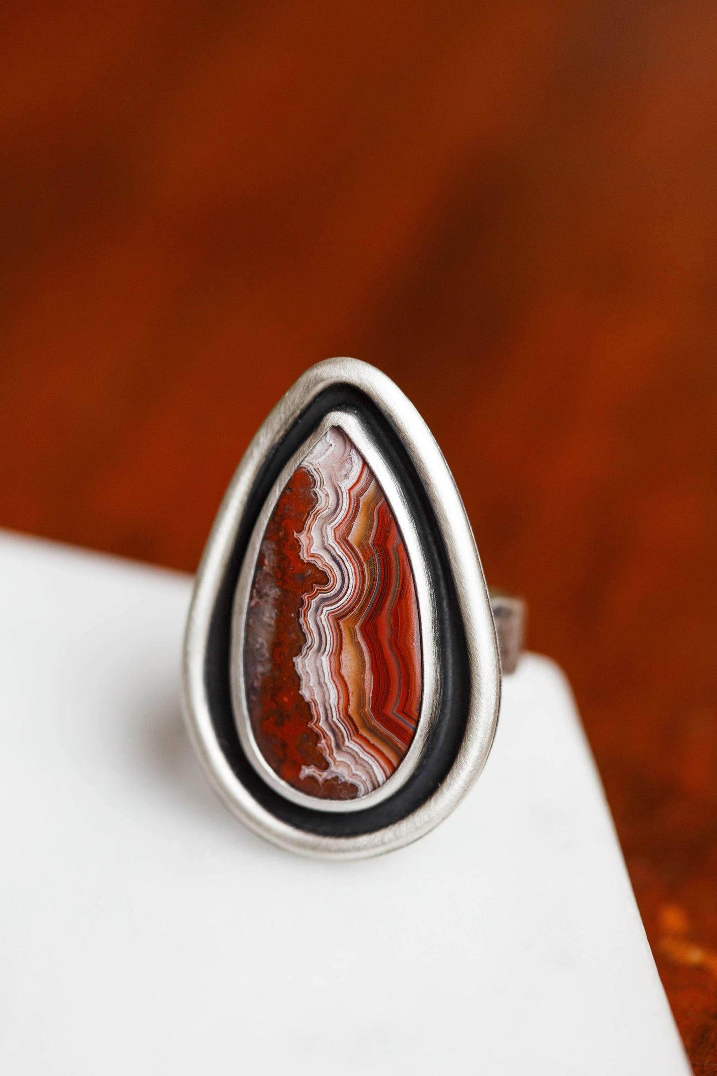 Size 7 | Tempered Ring, v. III | Hammered Rectangle Band | #3
