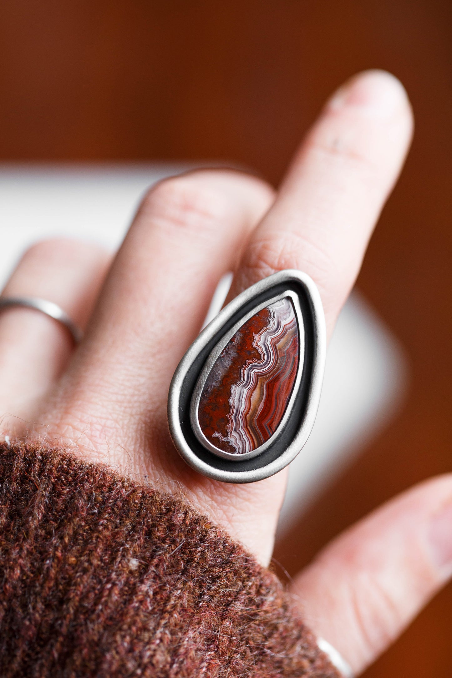 Size 7 | Tempered Ring, v. III | Hammered Rectangle Band | #3