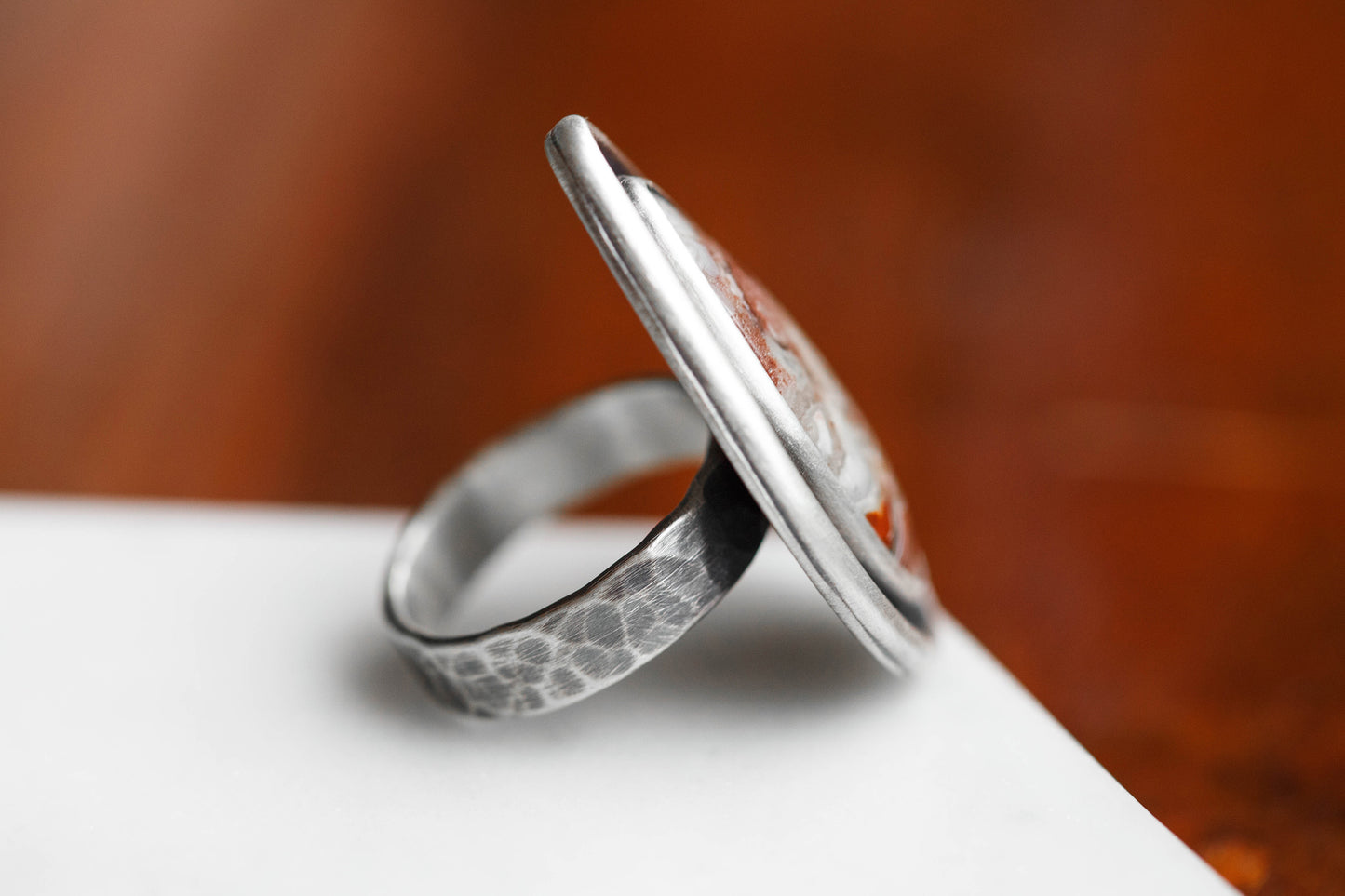 Size 8 | Tempered Ring, v. III | Hammered Rectangle Band | #4
