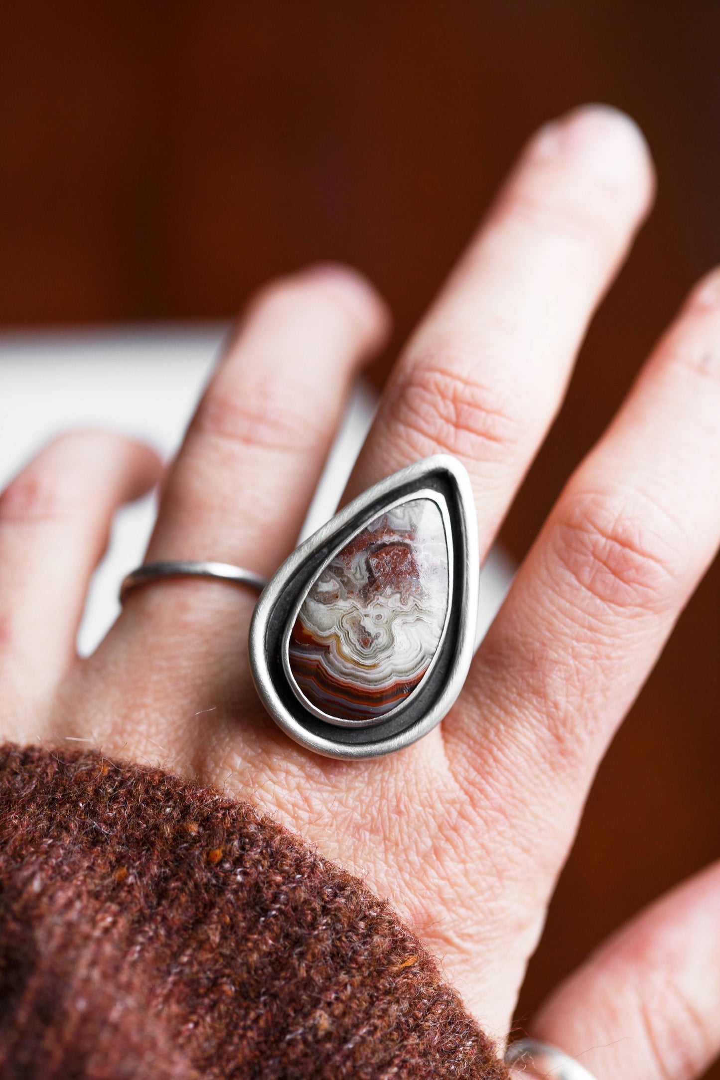 Size 8 | Tempered Ring, v. III | Hammered Rectangle Band | #4