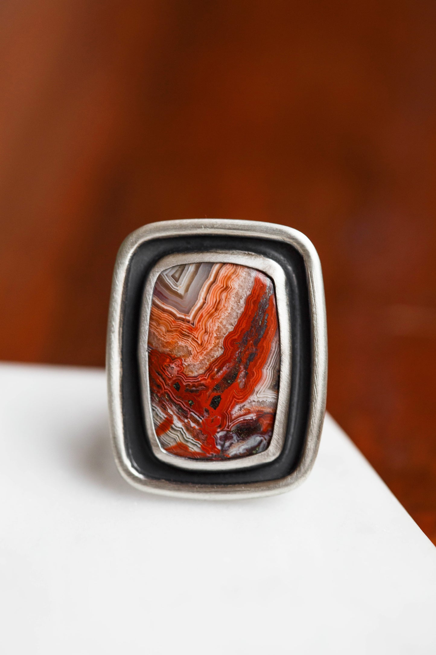 Size 8.75 | Tempered Ring, v. III | Hammered Rectangle Band | #5
