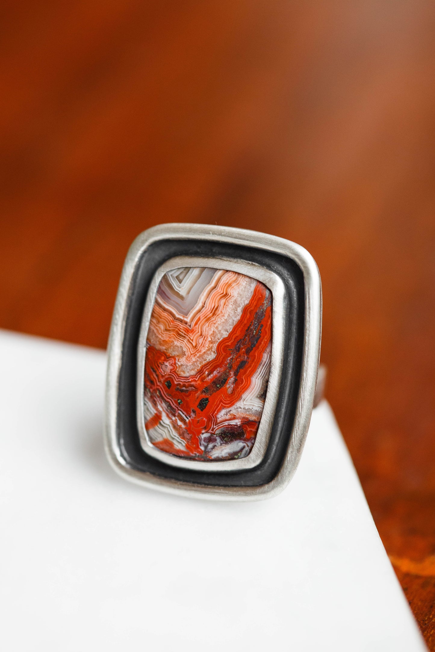 Size 8.75 | Tempered Ring, v. III | Hammered Rectangle Band | #5