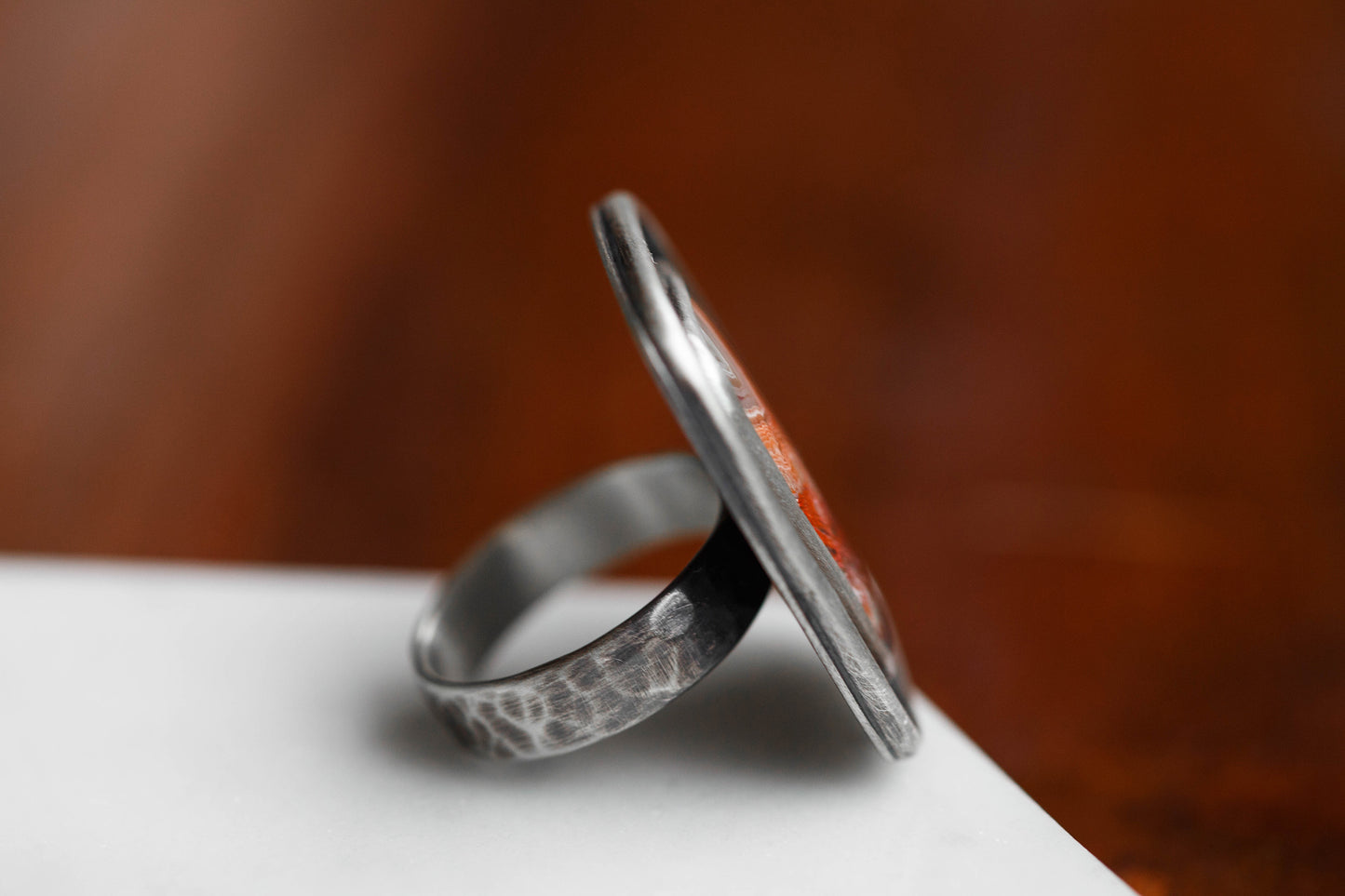 Size 8.75 | Tempered Ring, v. III | Hammered Rectangle Band | #5