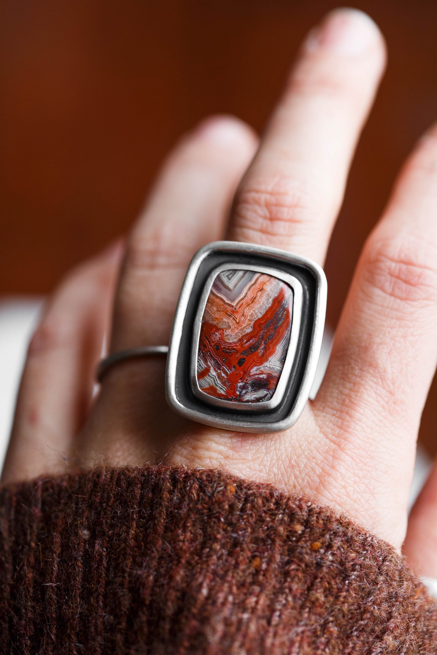 Size 8.75 | Tempered Ring, v. III | Hammered Rectangle Band | #5