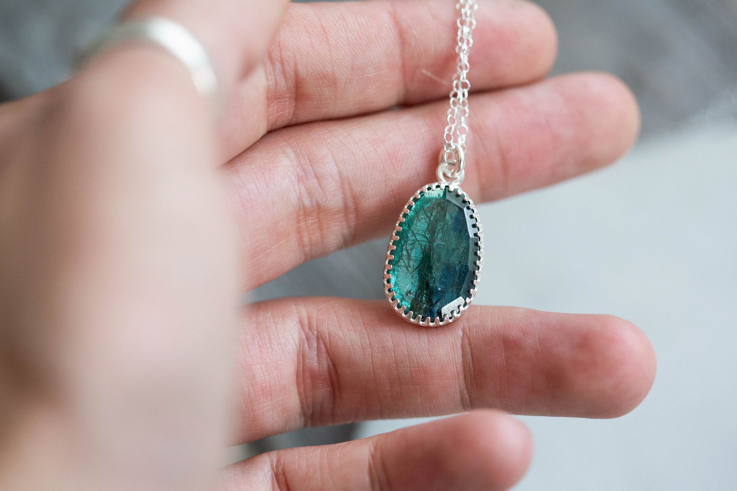 Simple Kyanite Drop Necklace | #8