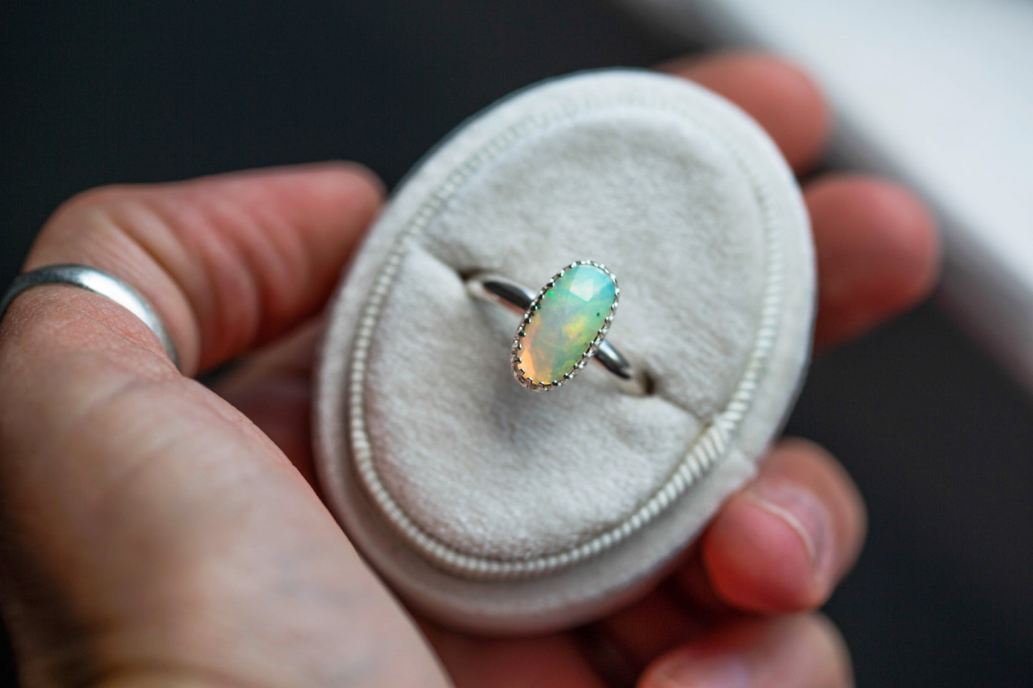 Size 8.5 | Simple Opal Ring | #22