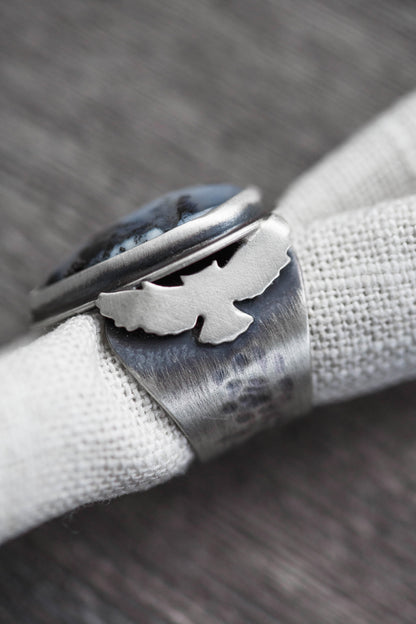 Size 7  |  The Owl's Path Ring | Wide Saddle Band | #13