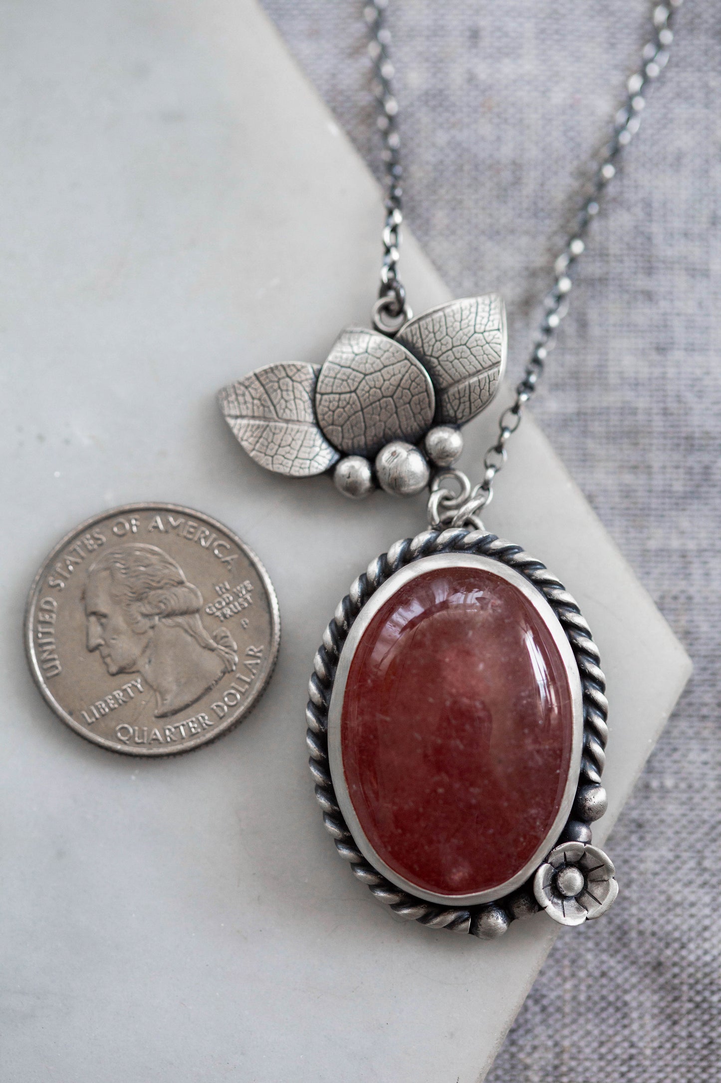 Small | Strawberry Thief Necklace | #4