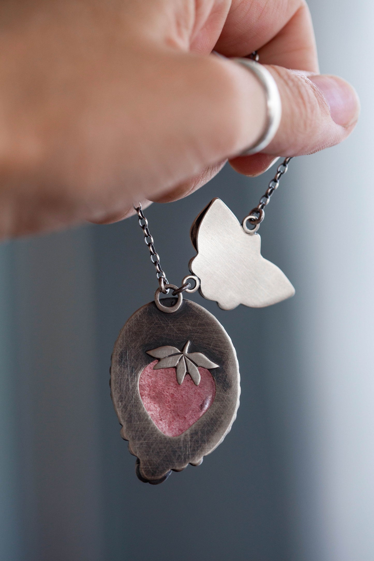 Small | Strawberry Thief Necklace | #6