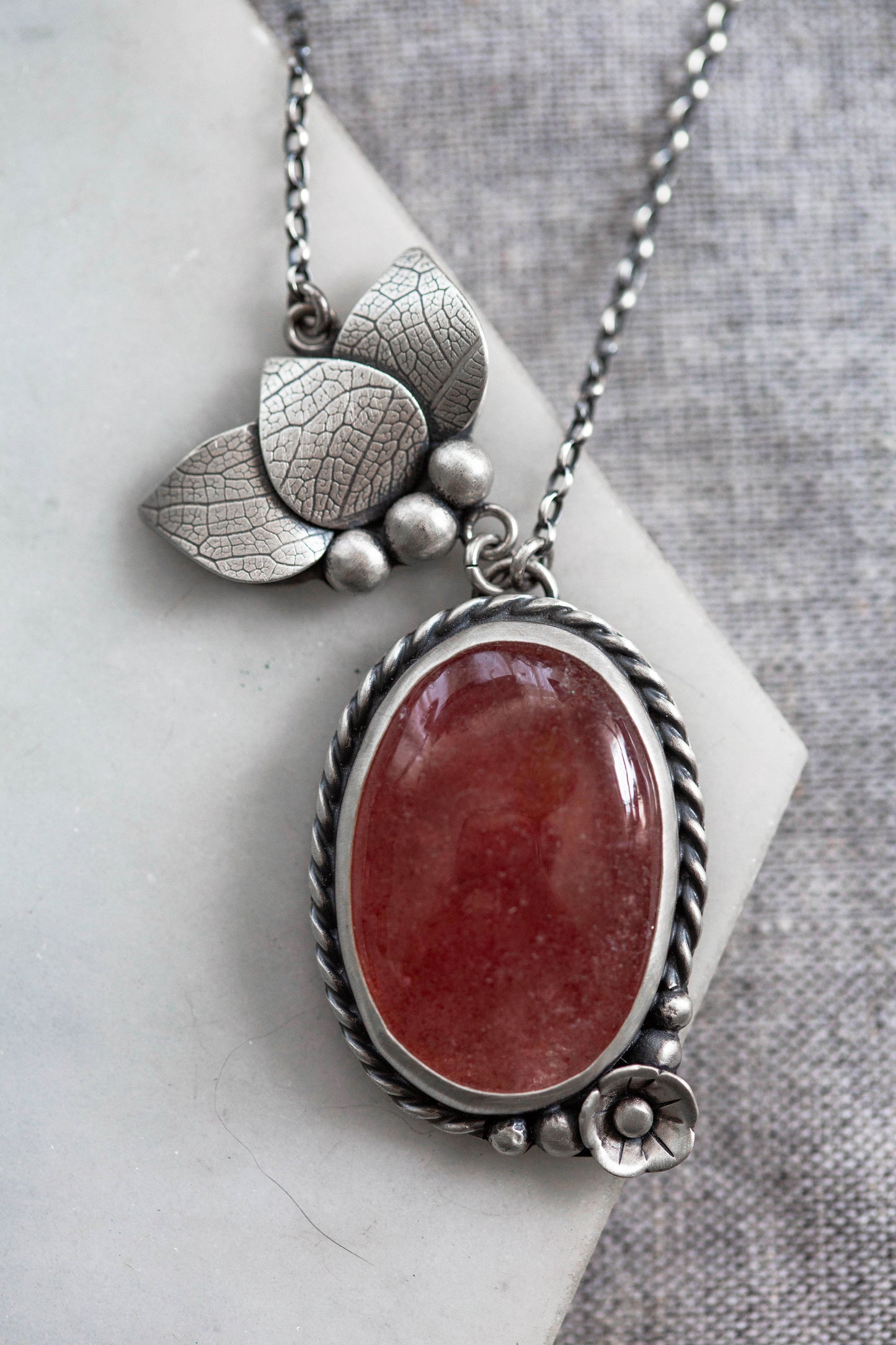 Small | Strawberry Thief Necklace | #8