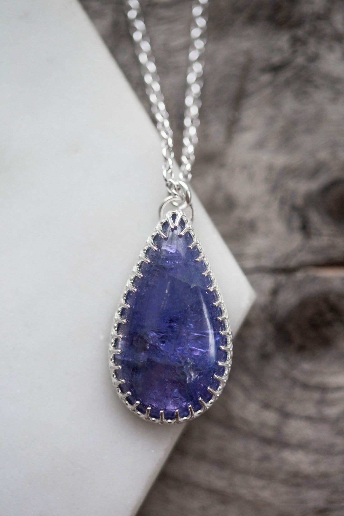 (Large) Simple Tanzanite Drop Necklace | #1