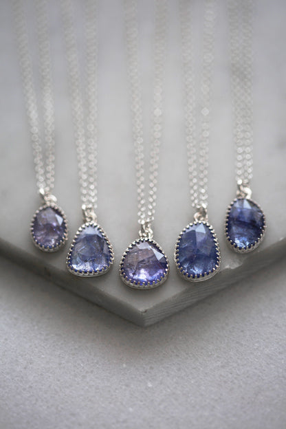 Simple Tanzanite Drop Necklace | #10