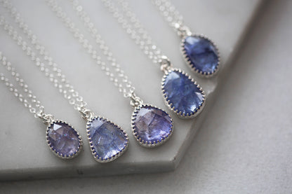 Simple Tanzanite Drop Necklace | #6a