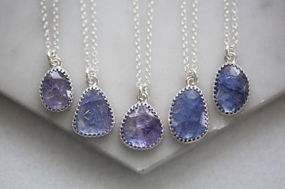 (Large) Simple Tanzanite Drop Necklace | #1