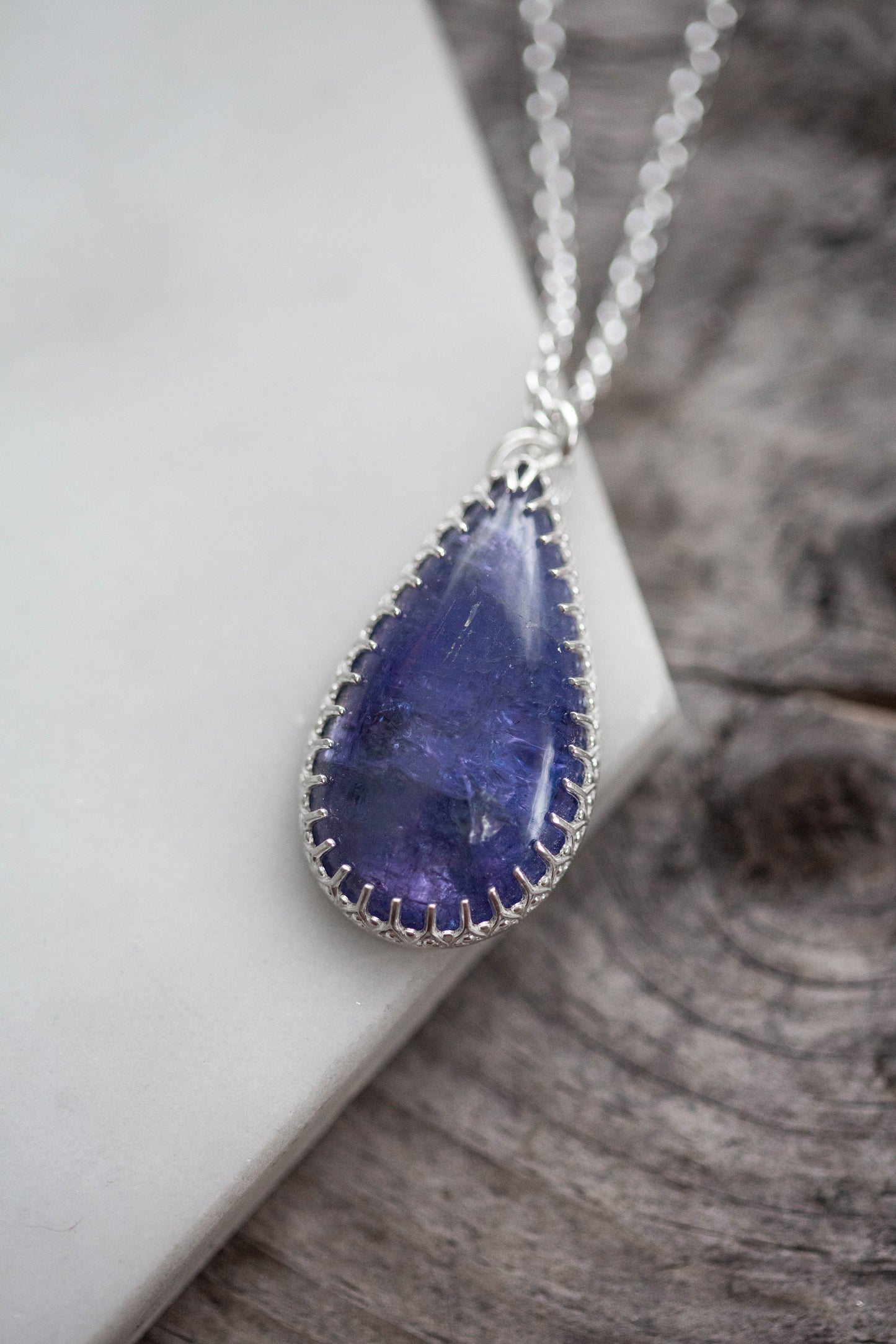 (Large) Simple Tanzanite Drop Necklace | #1