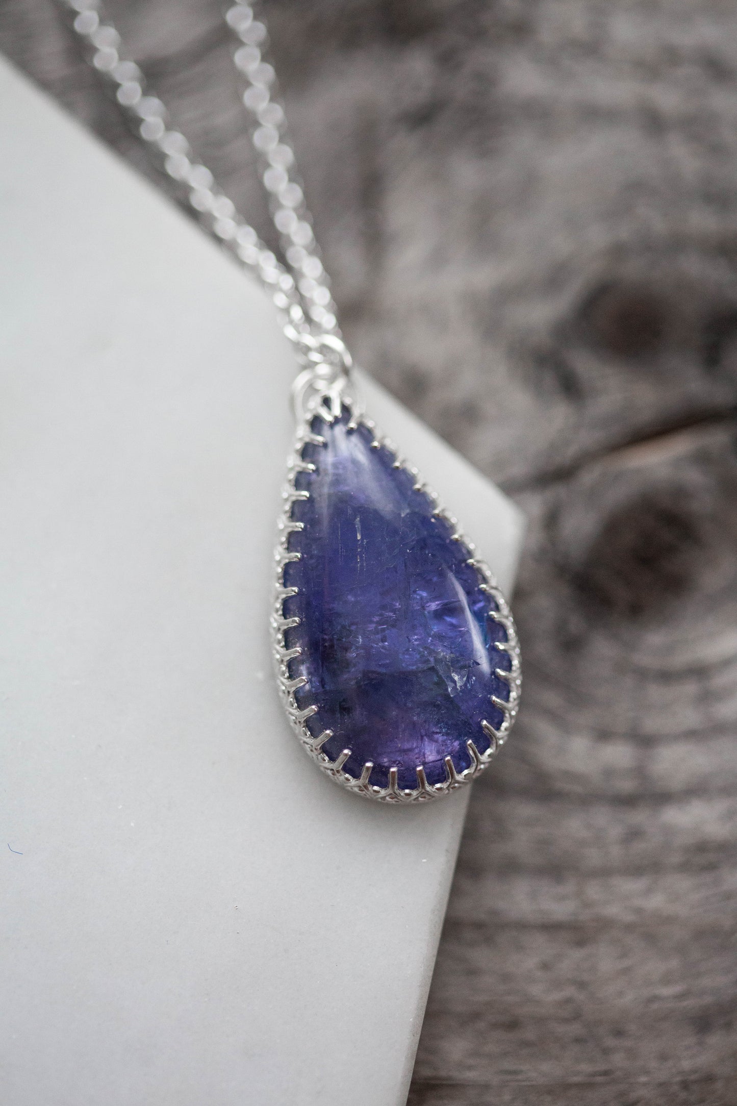 (Large) Simple Tanzanite Drop Necklace | #1