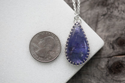 (Large) Simple Tanzanite Drop Necklace | #1