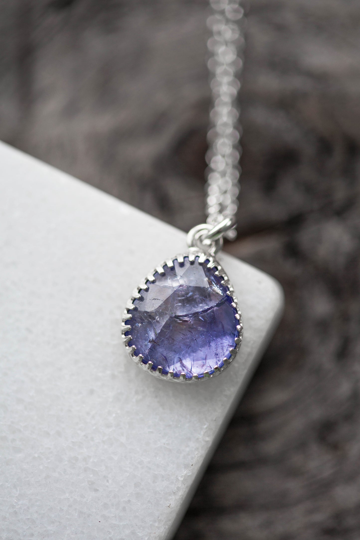 Simple Tanzanite Drop Necklace | #4