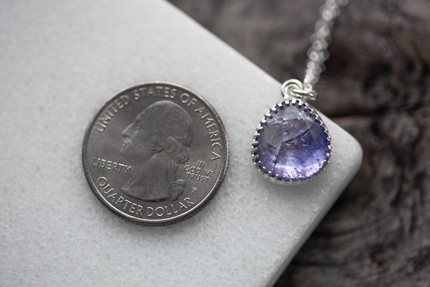 Simple Tanzanite Drop Necklace | #4