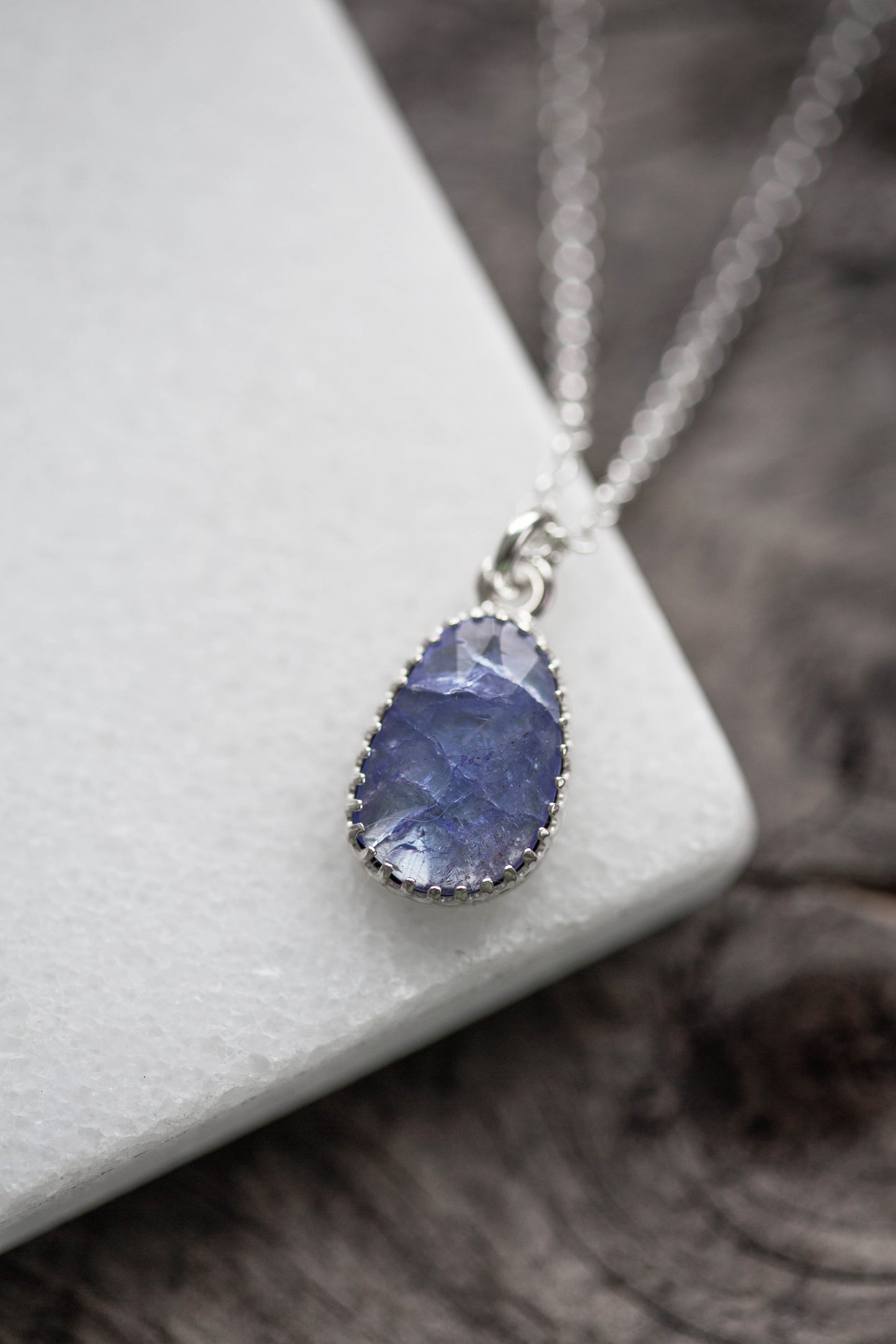 Simple Tanzanite Drop Necklace | #6