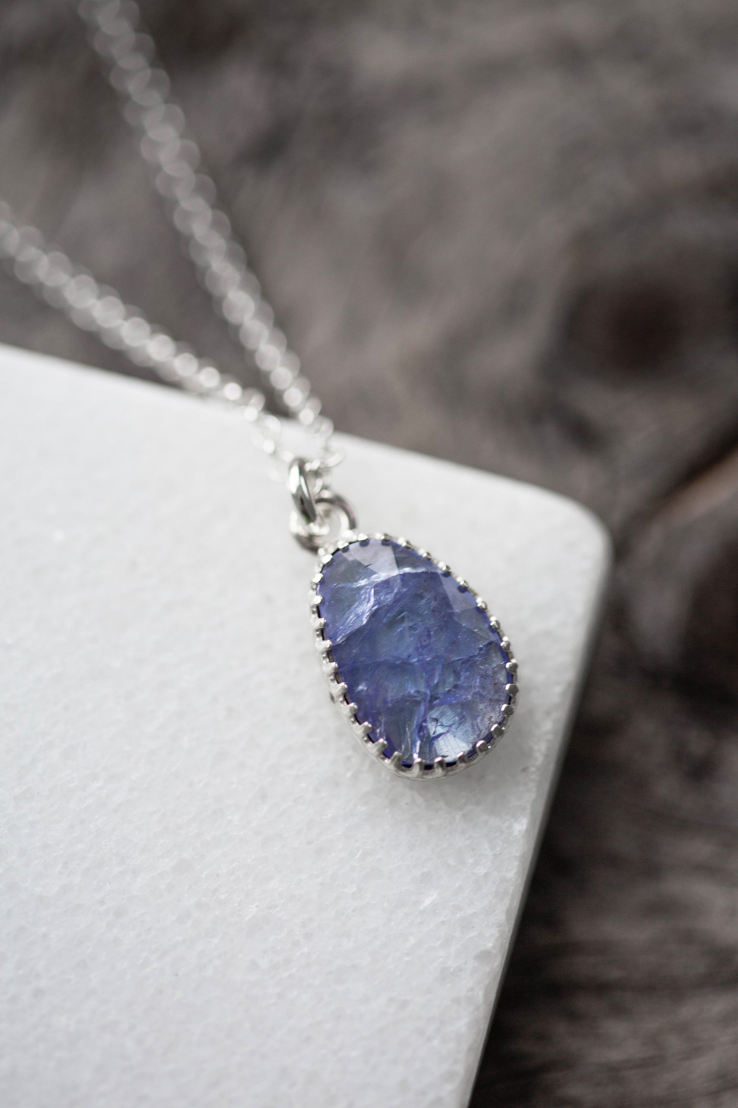 Simple Tanzanite Drop Necklace | #6