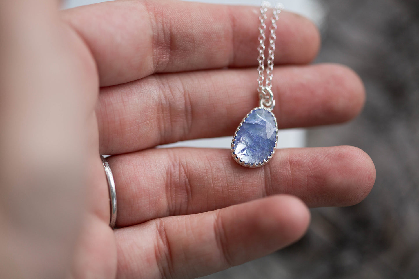 Simple Tanzanite Drop Necklace | #6