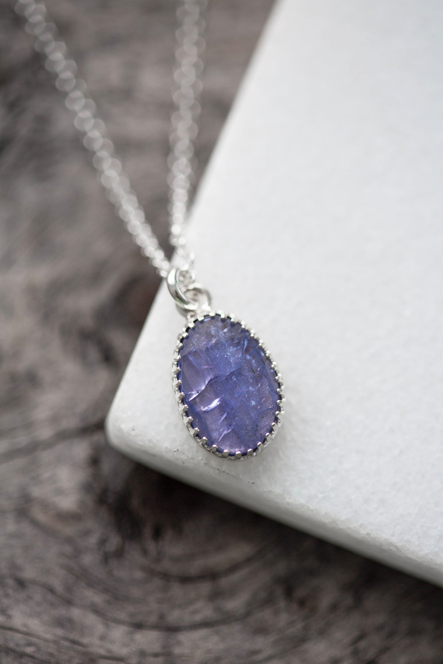 Simple Tanzanite Drop Necklace | #6a