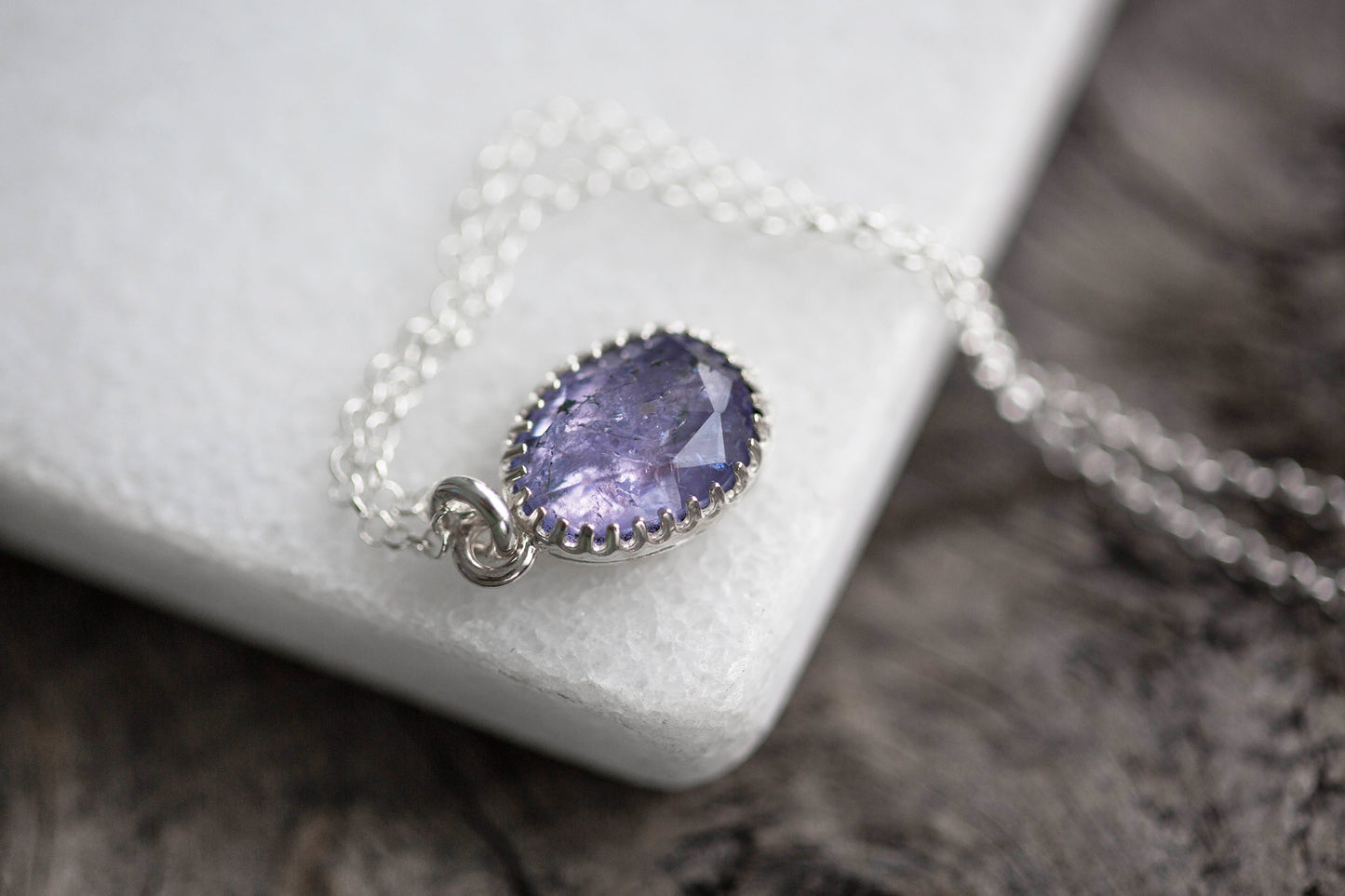 Simple Tanzanite Drop Necklace | #7