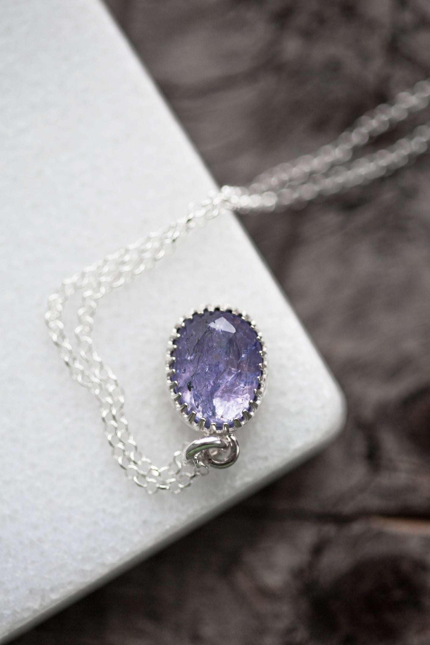 Simple Tanzanite Drop Necklace | #7