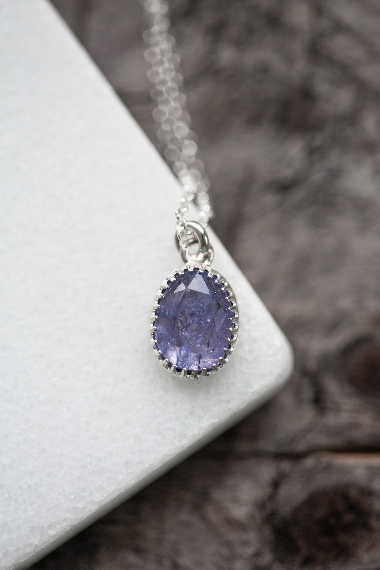 Simple Tanzanite Drop Necklace | #7