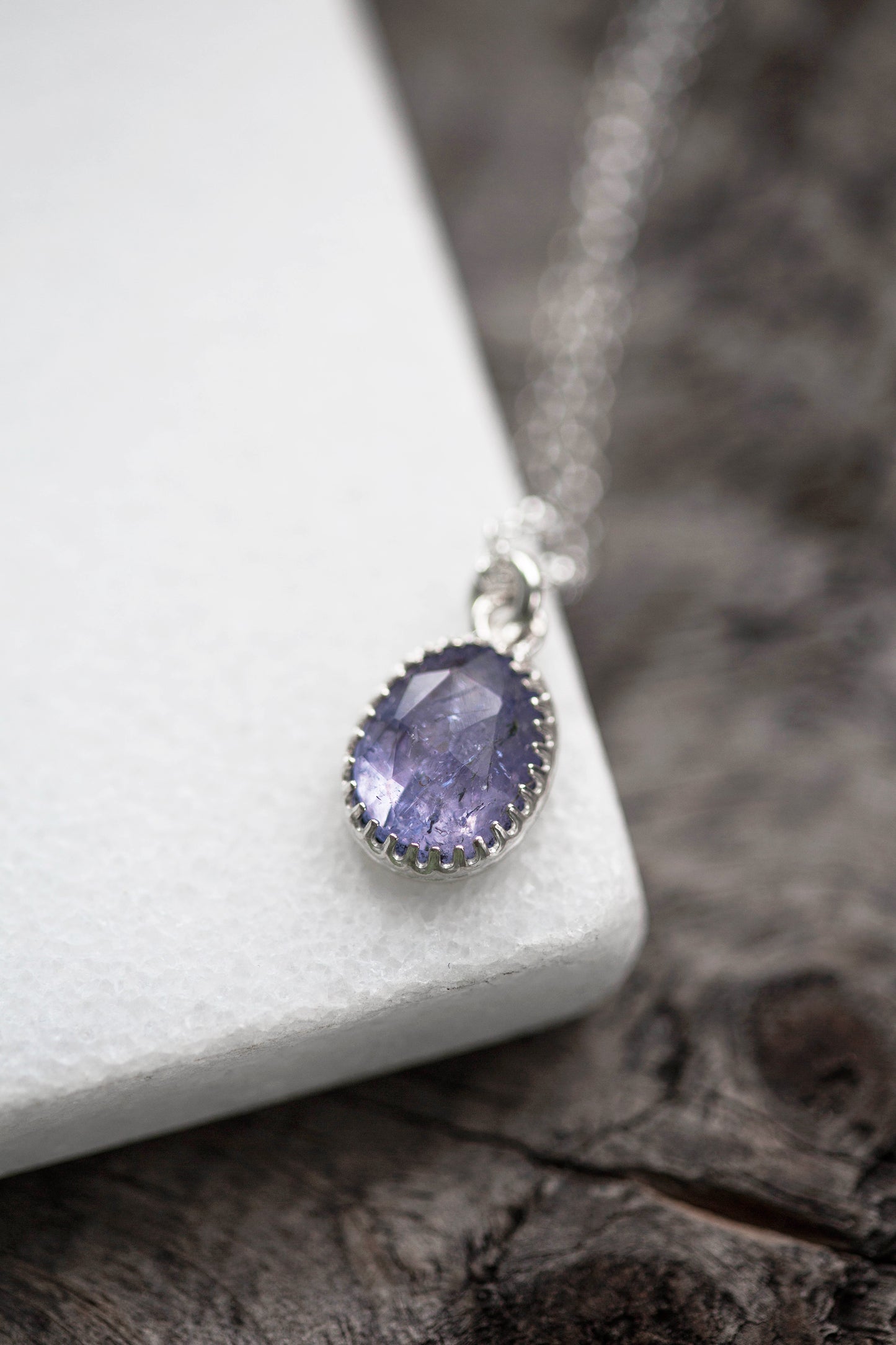 Simple Tanzanite Drop Necklace | #7