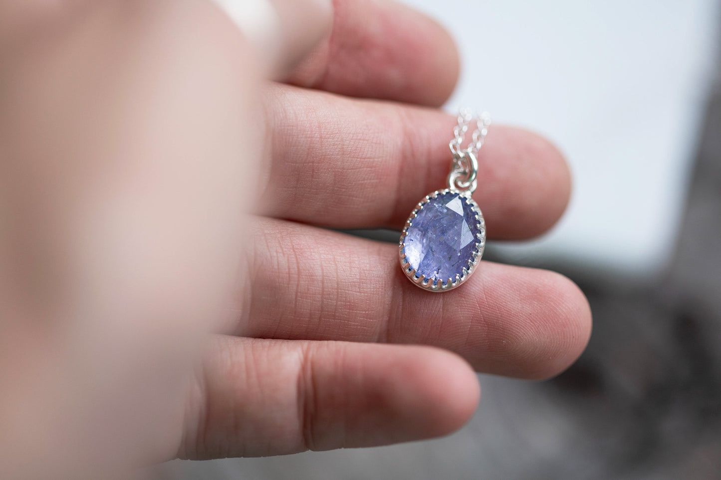 Simple Tanzanite Drop Necklace | #7