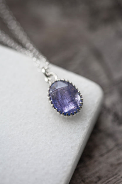 Simple Tanzanite Drop Necklace | #8