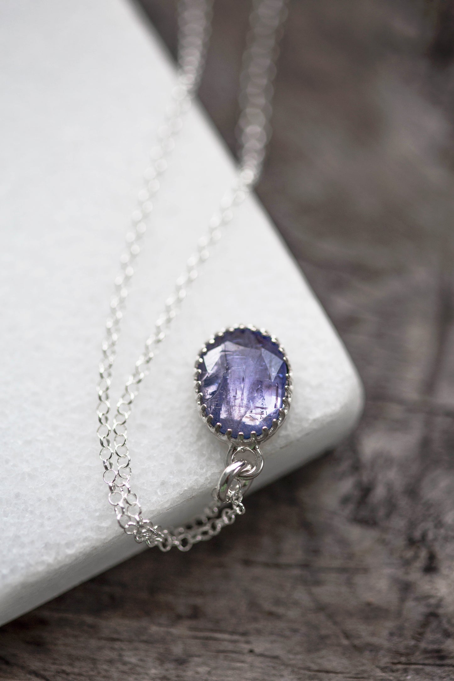 Simple Tanzanite Drop Necklace | #8