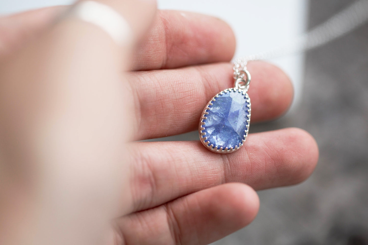 Simple Tanzanite Drop Necklace | #9