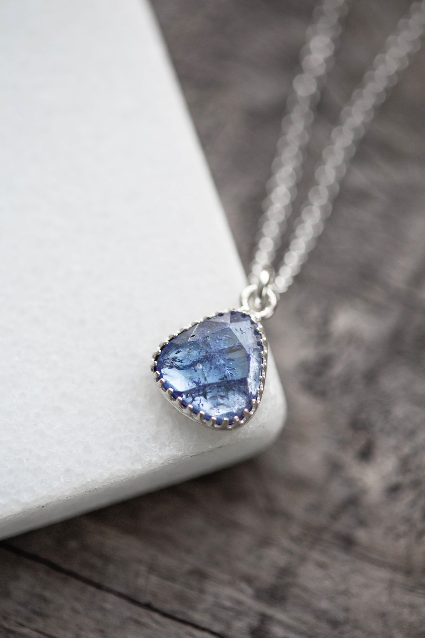 Simple Tanzanite Drop Necklace | #10