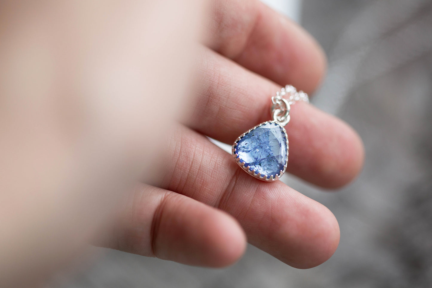 Simple Tanzanite Drop Necklace | #10