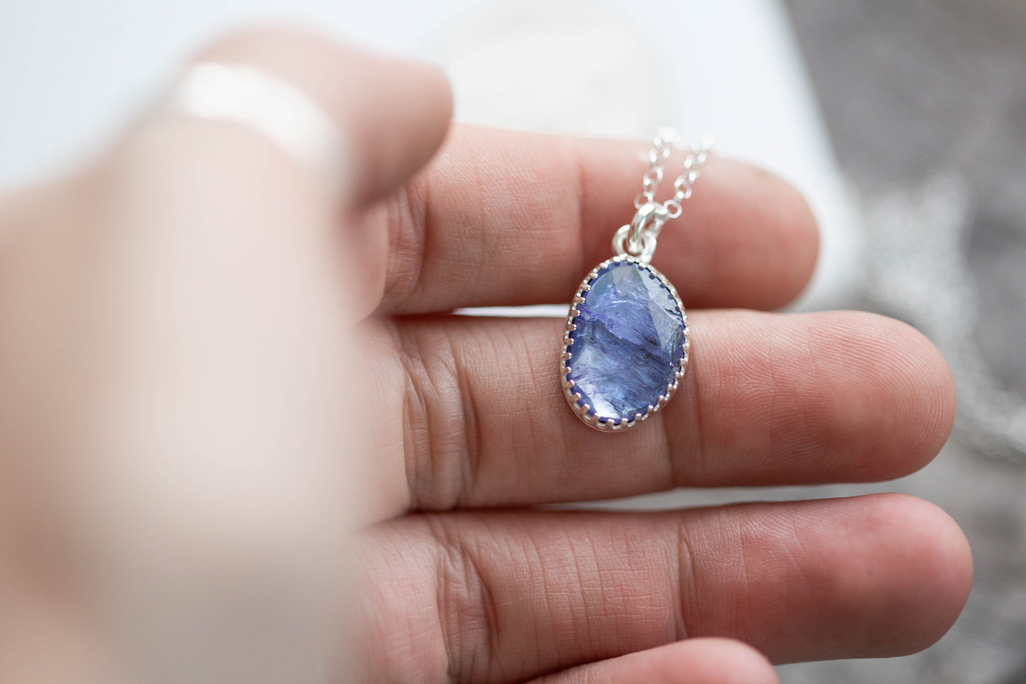 Simple Tanzanite Drop Necklace | #11