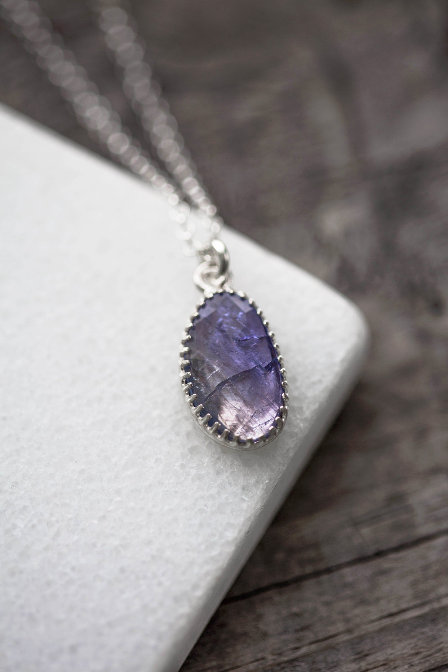 Simple Tanzanite Drop Necklace | #12