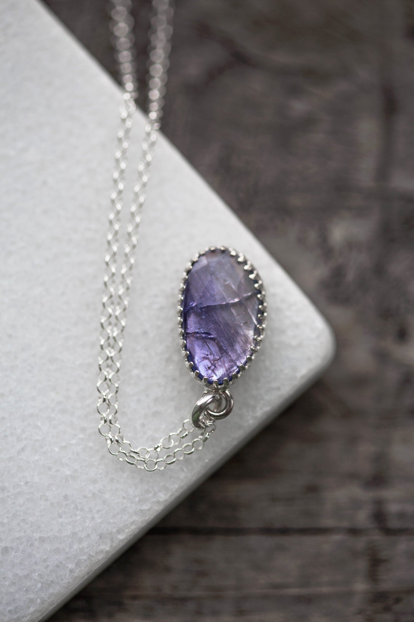 Simple Tanzanite Drop Necklace | #12