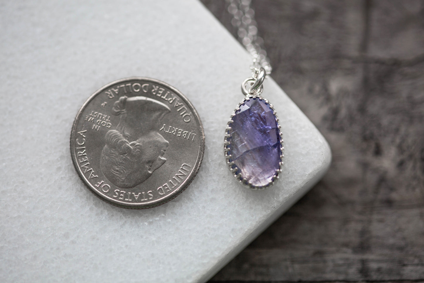 Simple Tanzanite Drop Necklace | #12