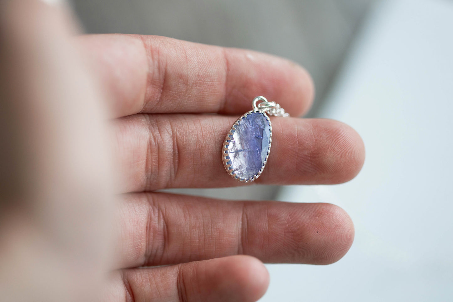 Simple Tanzanite Drop Necklace | #12