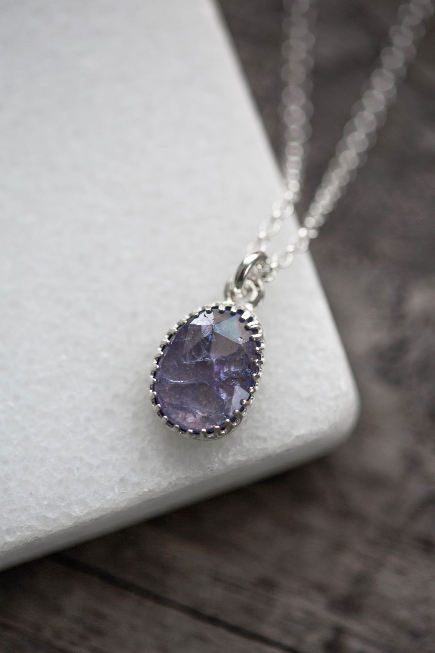 Simple Tanzanite Drop Necklace | #13