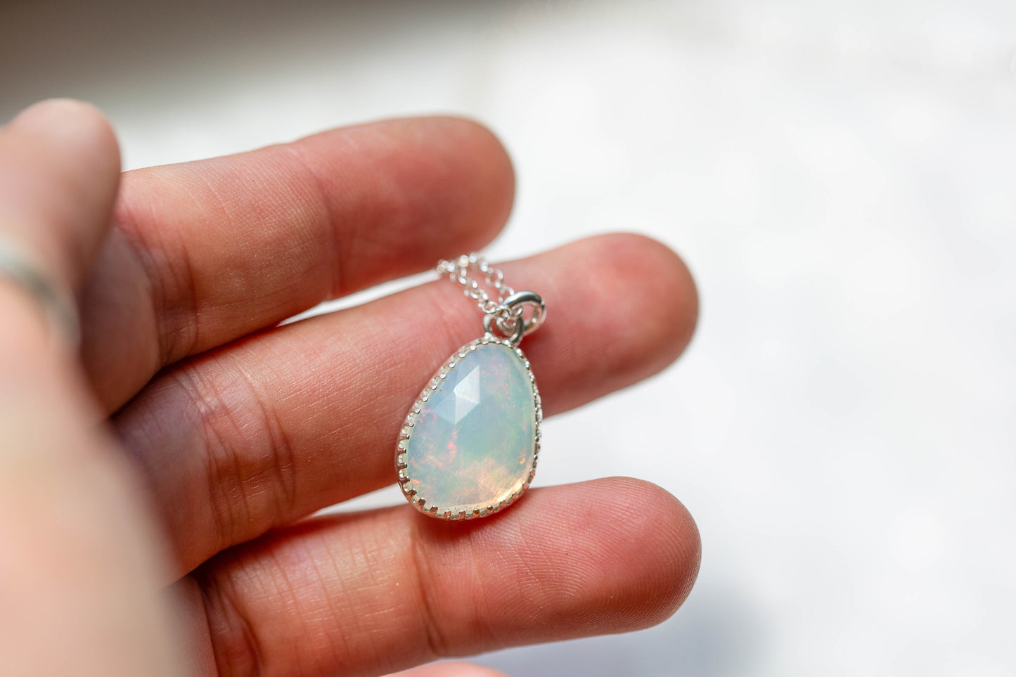 Simple Opal Drop Necklace | #3