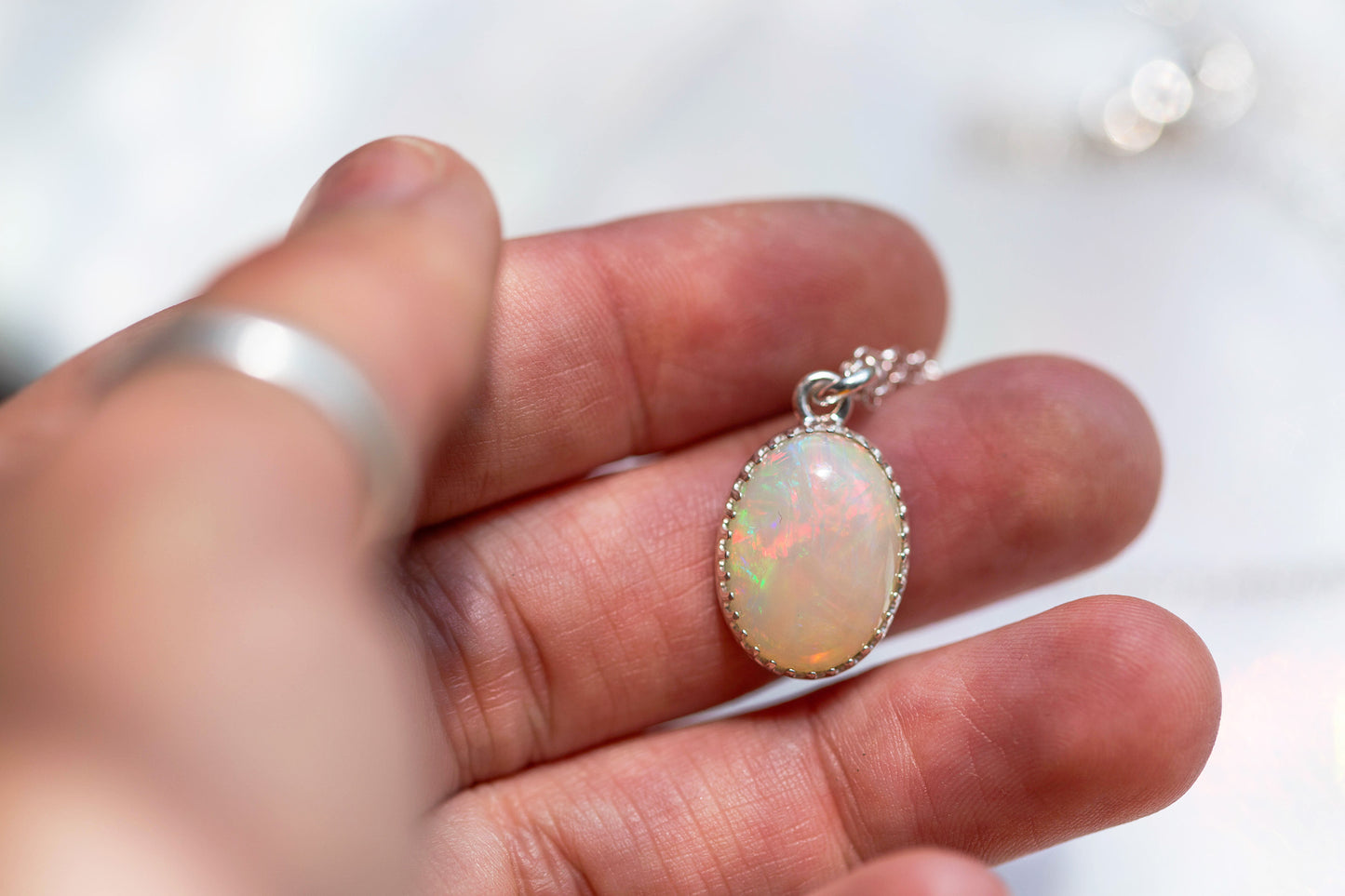 Simple Opal Drop Necklace | #5