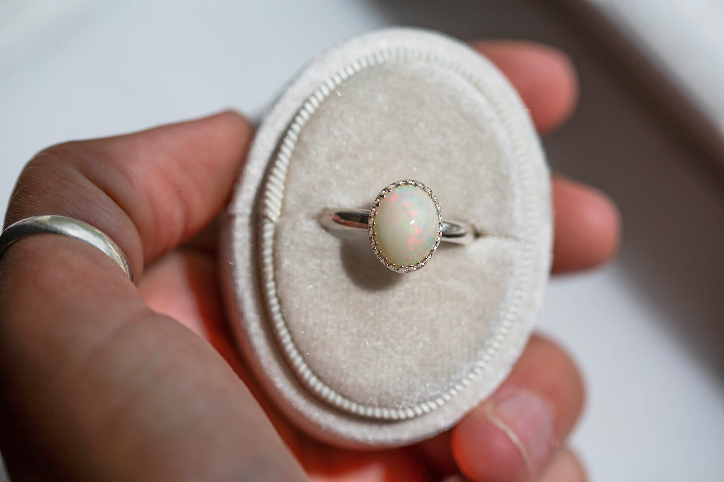 Size 9  |  Simple Opal Ring | #15