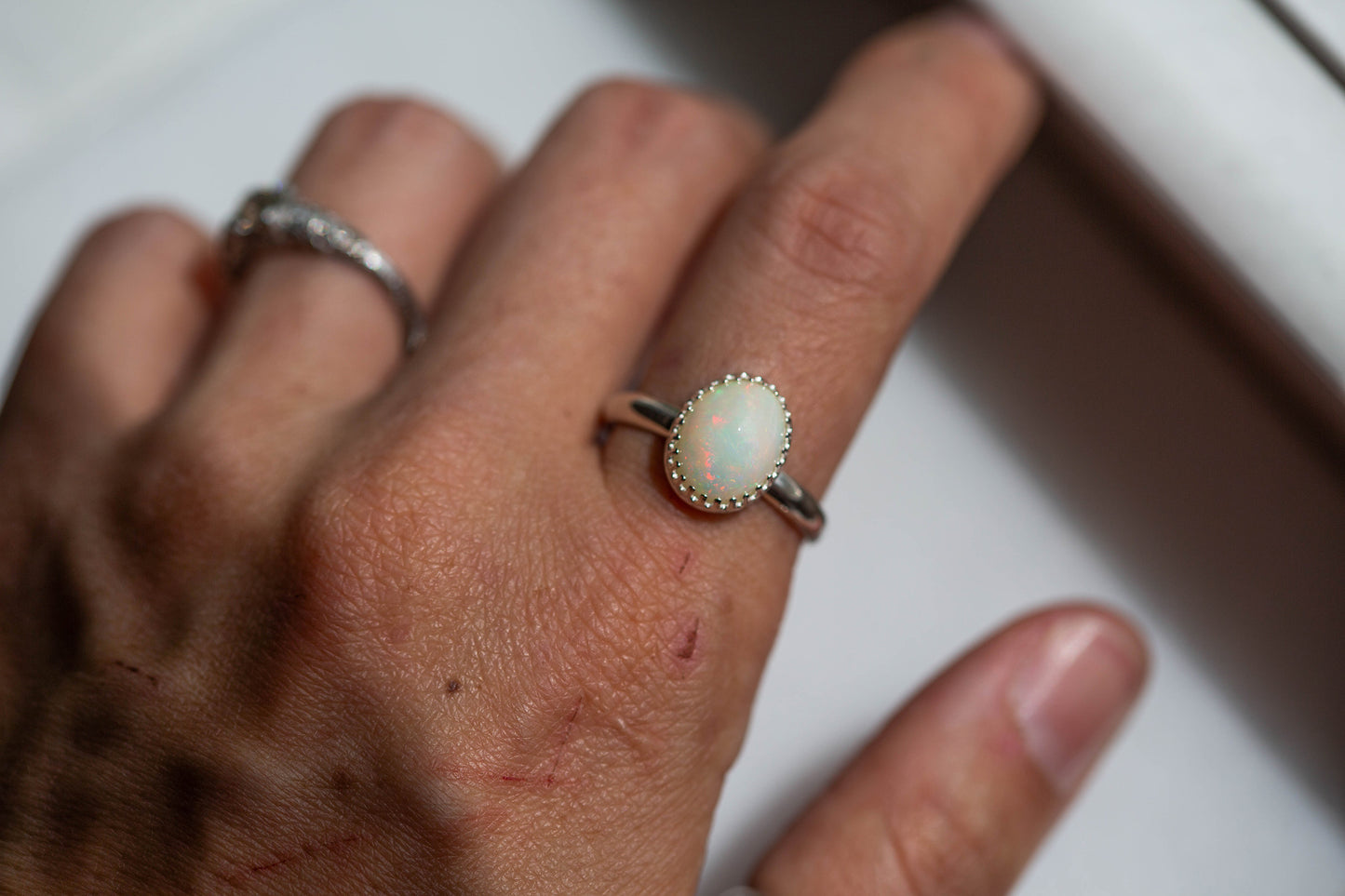 Size 9  |  Simple Opal Ring | #15